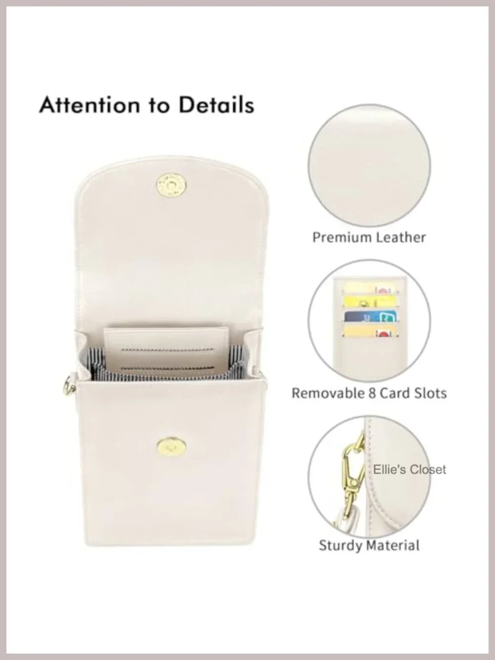 Faux Leather Crossbody Phone Bag with Detachable Card Holder
